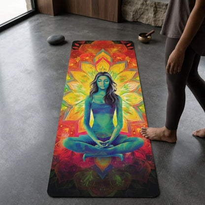 Aesthetic Yoga Mat With Lotus & Breath Design - 24x68
