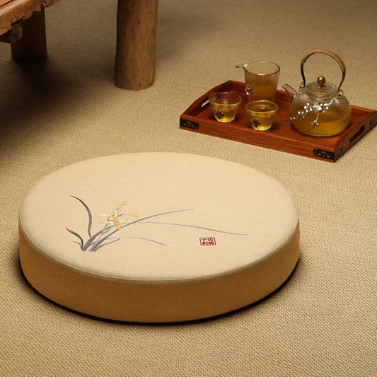 Artisan Floor Pouf Cushion For Calm & Comfort - Beige / 40x10cm