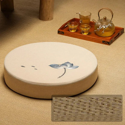 Artisan Floor Pouf Cushion For Calm & Comfort - Hemp color B / 40x10cm
