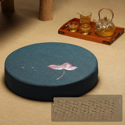 Artisan Floor Pouf Cushion For Calm & Comfort - Navy Blue B / 40x10cm