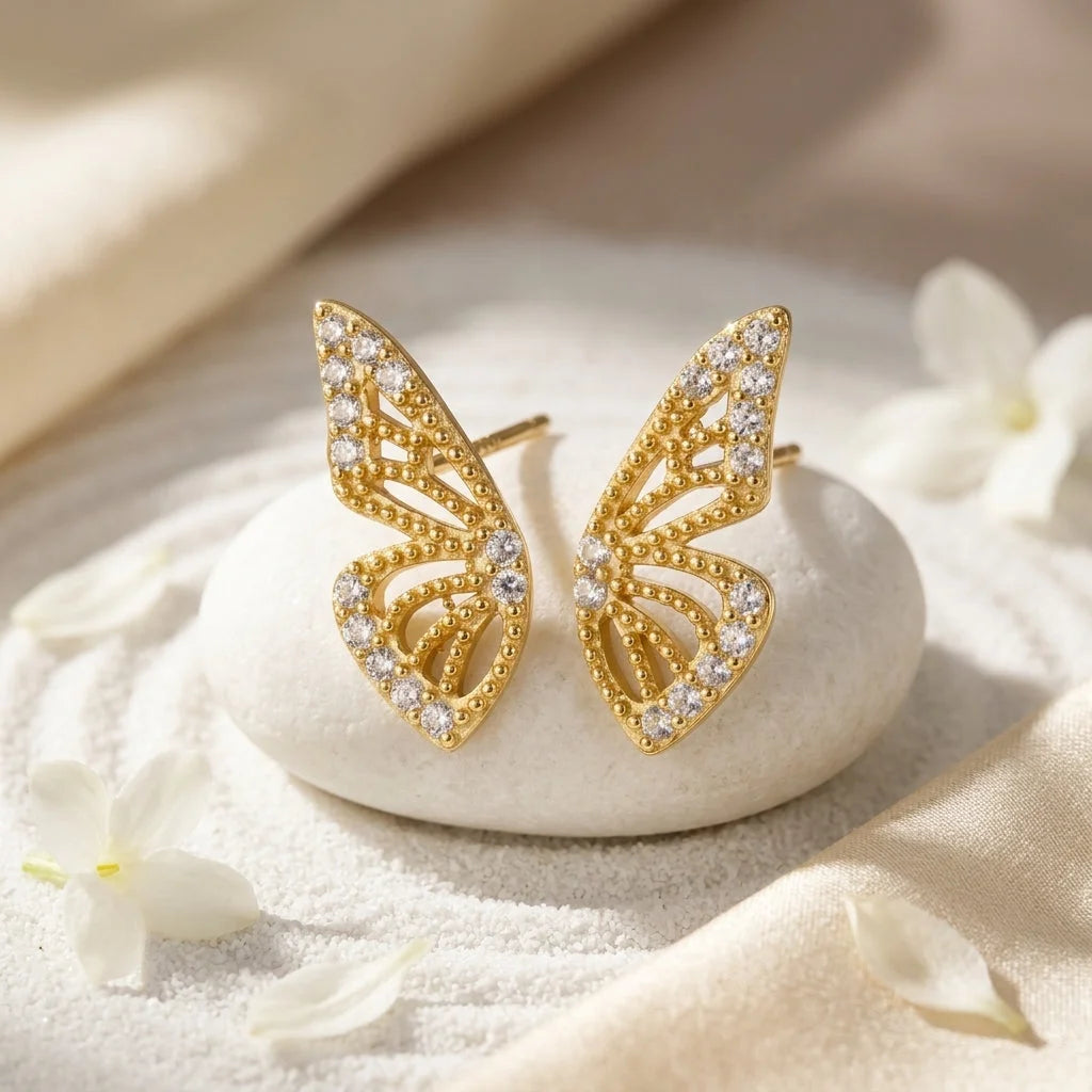 Asymmetrical Butterfly Small Boho Earrings