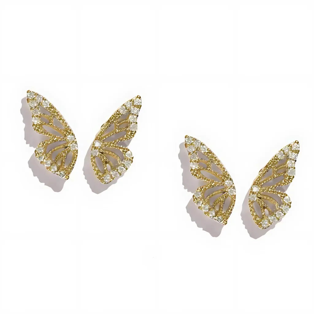 Asymmetrical Butterfly Small Boho Earrings - Gold