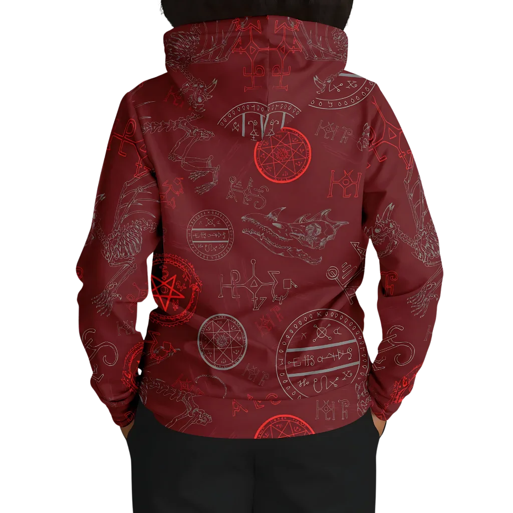 Athletic Hooded Sweatshirts With Mystic Dragon Print