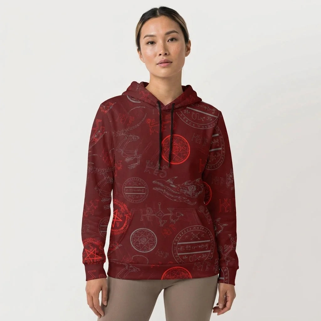 Athletic Hooded Sweatshirts With Mystic Dragon Print