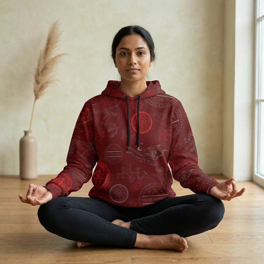 Athletic Hooded Sweatshirts With Mystic Dragon Print