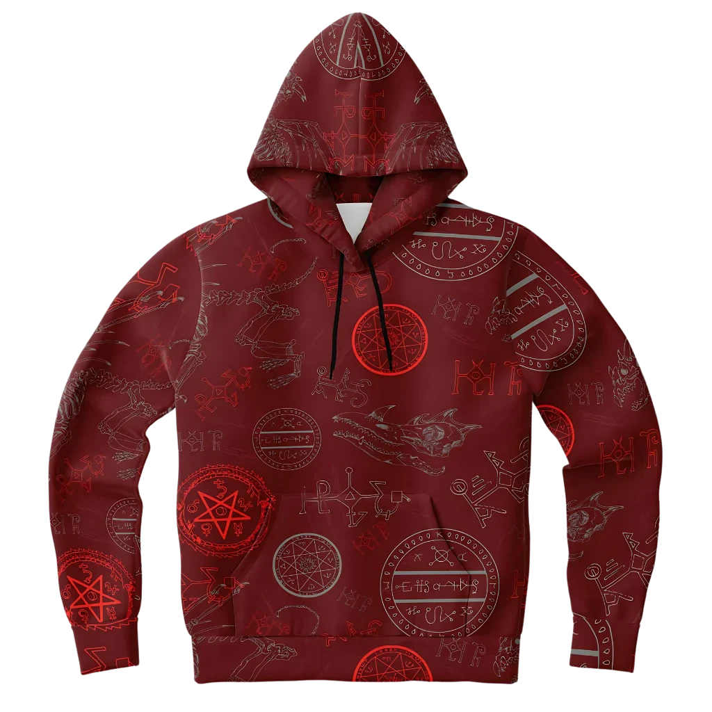 Athletic Hooded Sweatshirts With Mystic Dragon Print