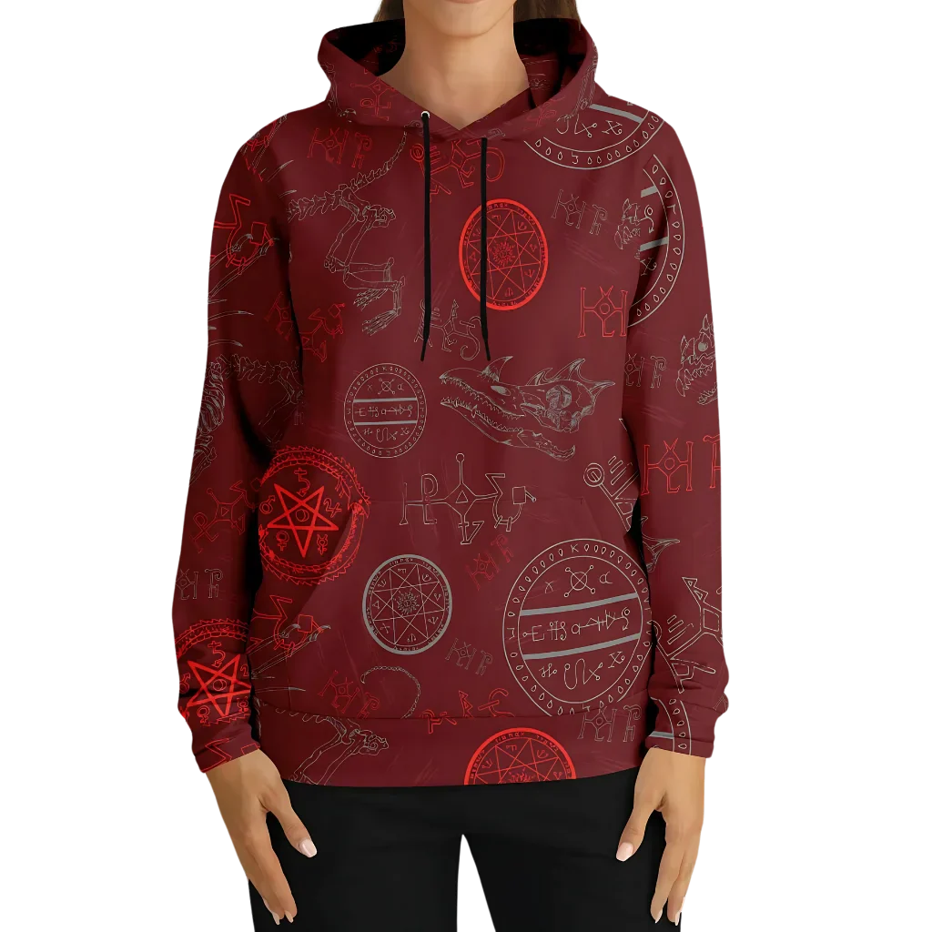 Athletic Hooded Sweatshirts With Mystic Dragon Print