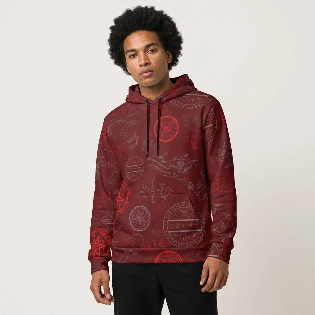 Athletic Hooded Sweatshirts With Mystic Dragon Print