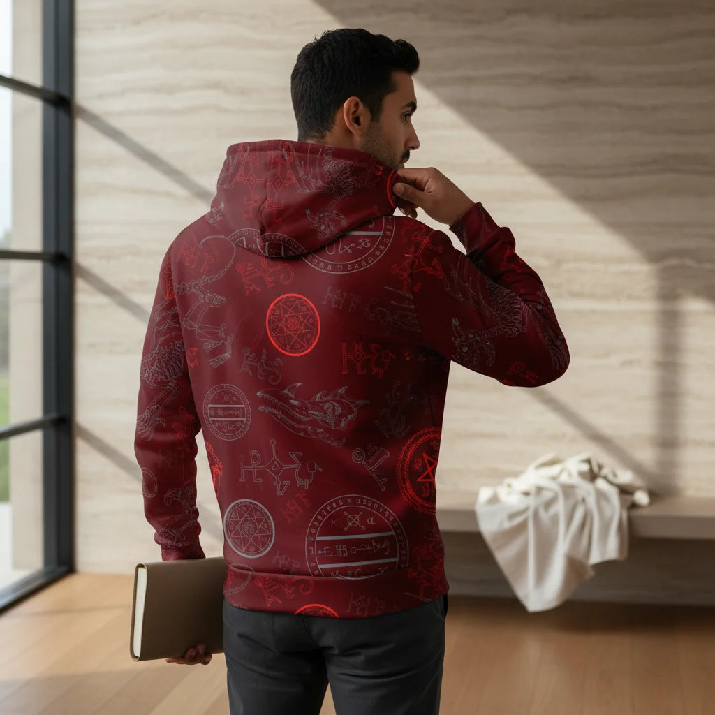 Athletic Hooded Sweatshirts With Mystic Dragon Print