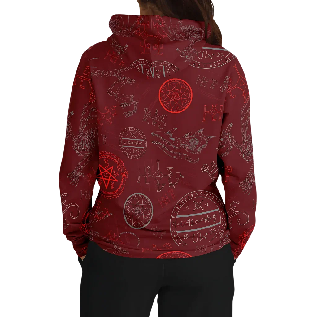 Athletic Hooded Sweatshirts With Mystic Dragon Print