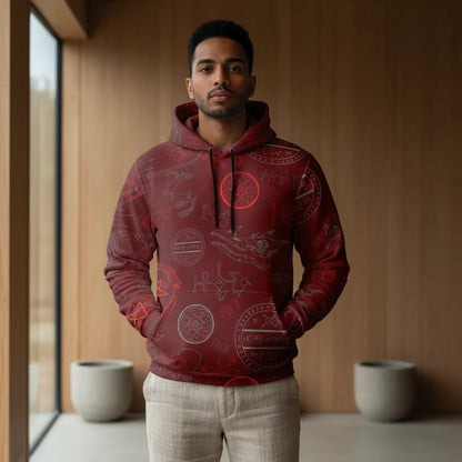 Athletic Hooded Sweatshirts With Mystic Dragon Print
