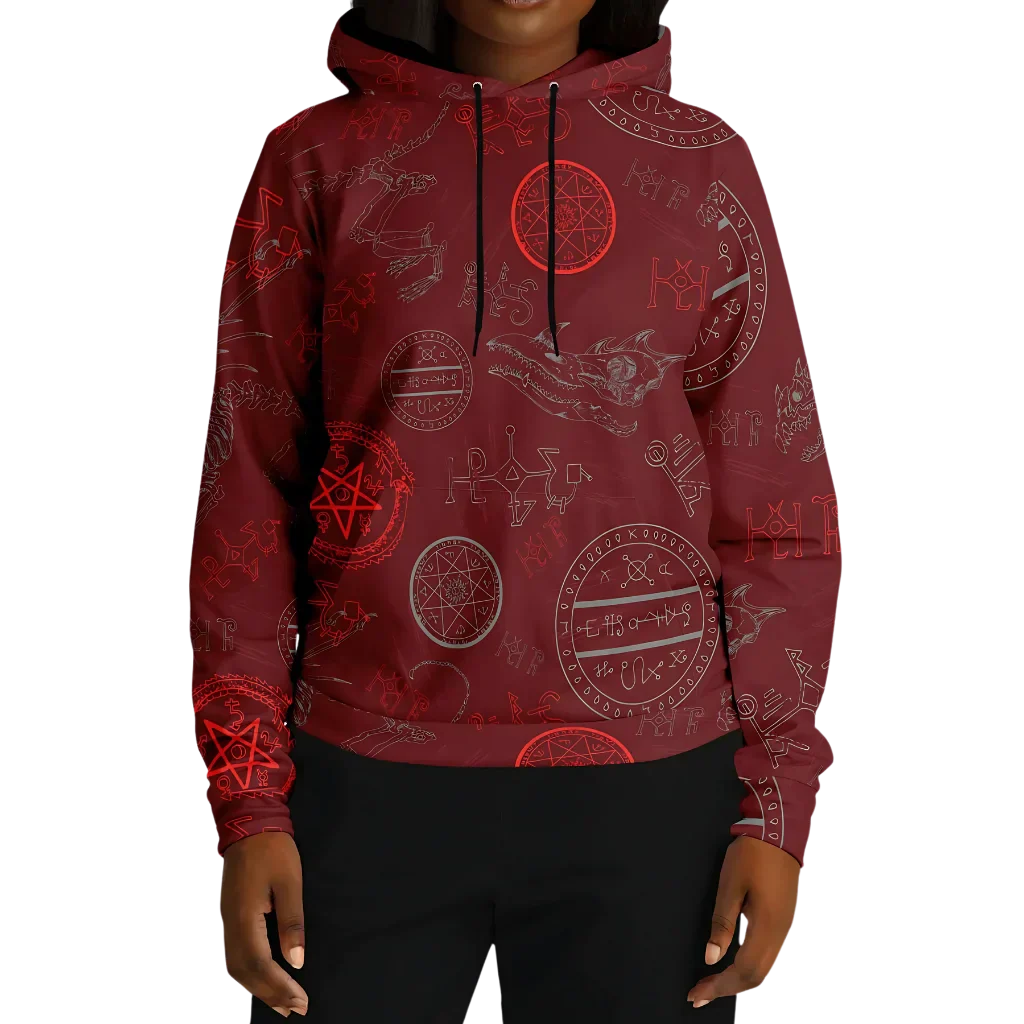 Athletic Hooded Sweatshirts With Mystic Dragon Print
