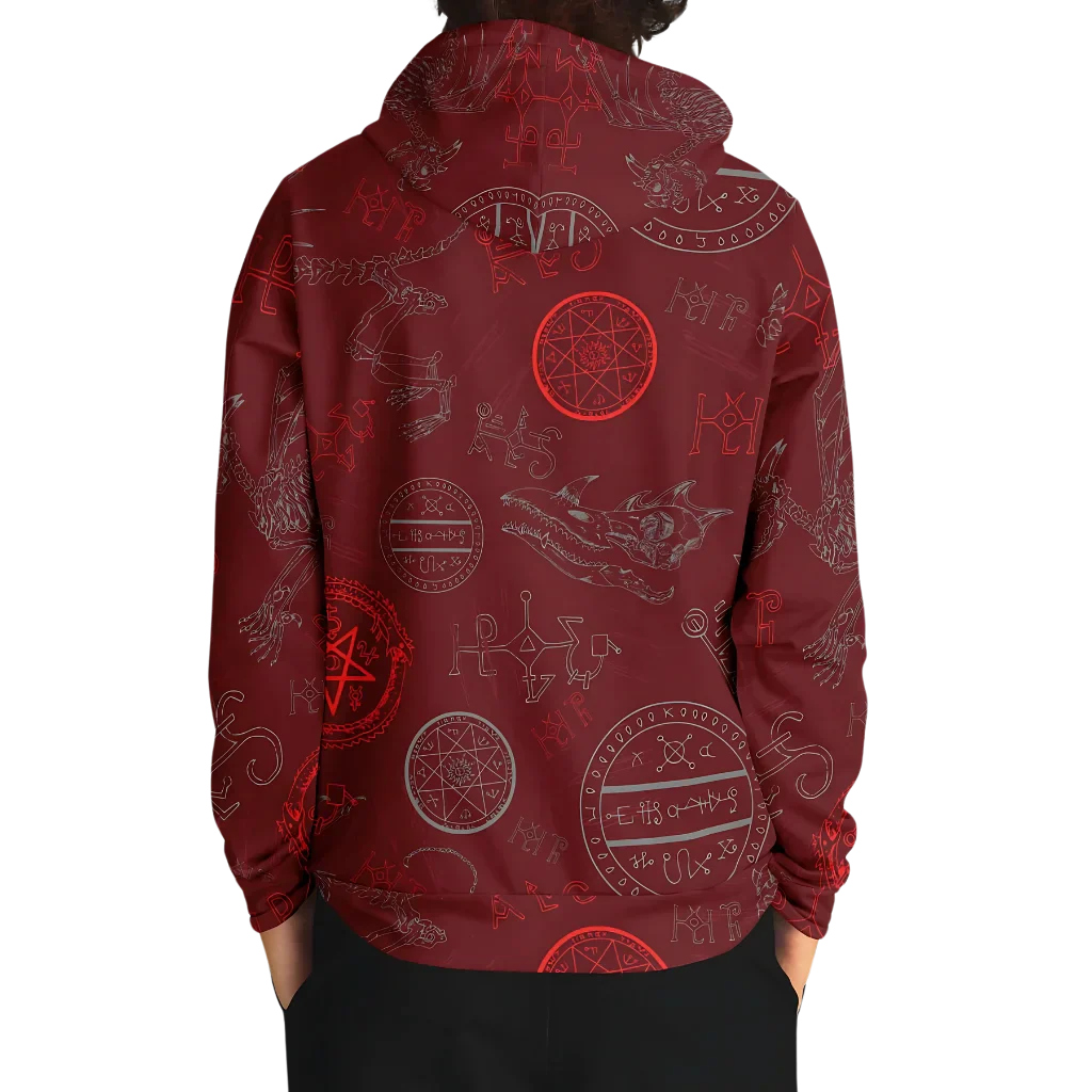 Athletic Hooded Sweatshirts With Mystic Dragon Print