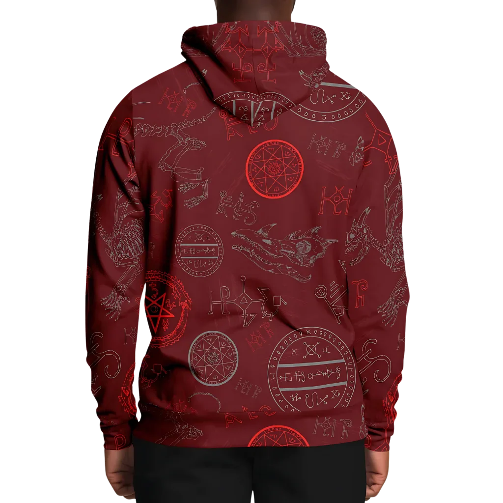 Athletic Hooded Sweatshirts With Mystic Dragon Print