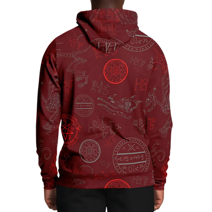 Athletic Hooded Sweatshirts With Mystic Dragon Print