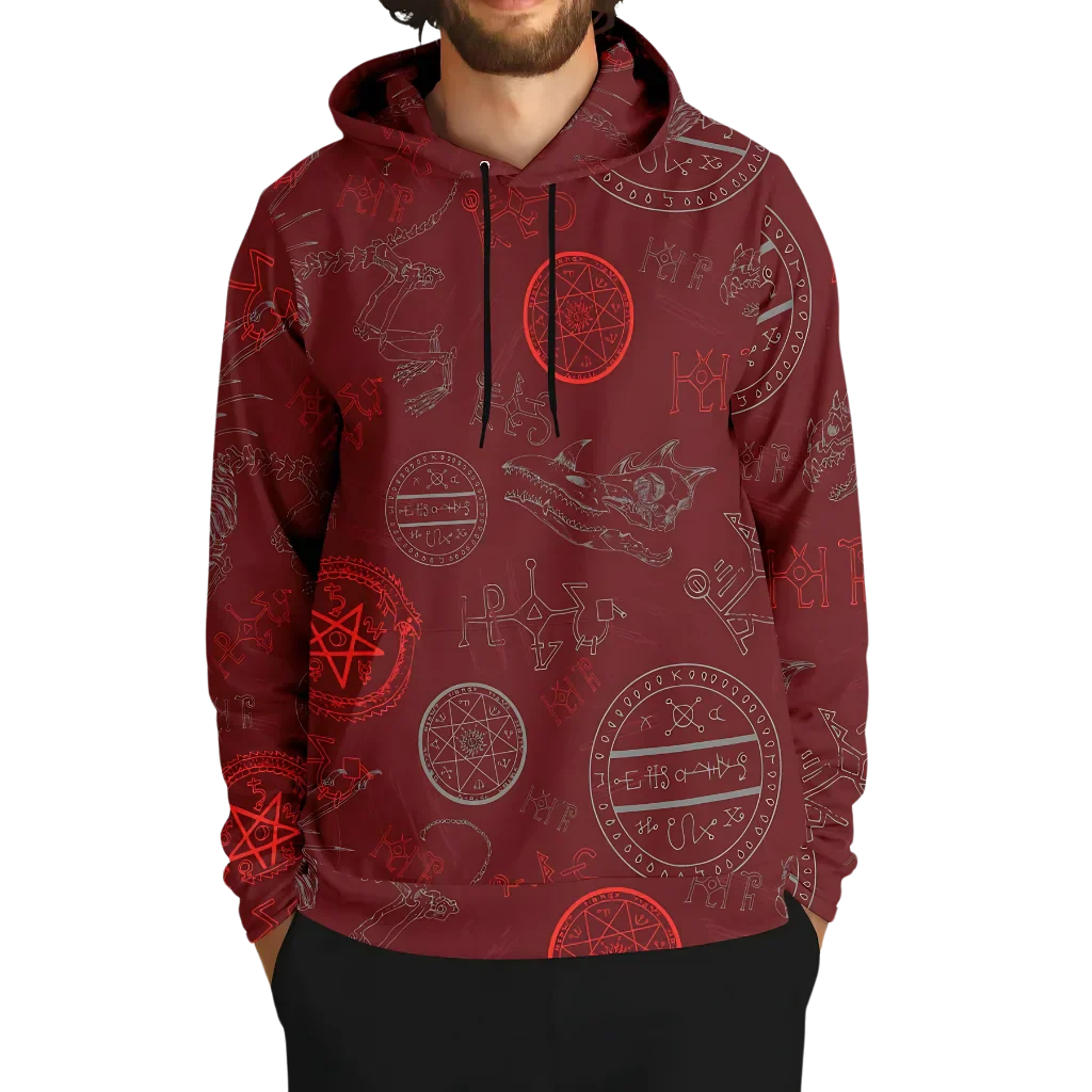 Athletic Hooded Sweatshirts With Mystic Dragon Print