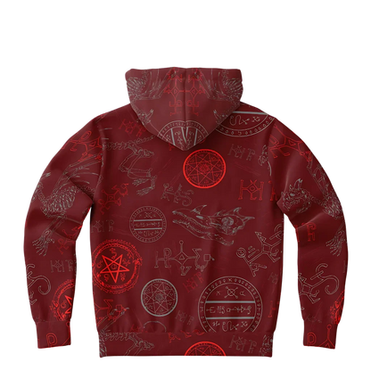 Athletic Hooded Sweatshirts With Mystic Dragon Print