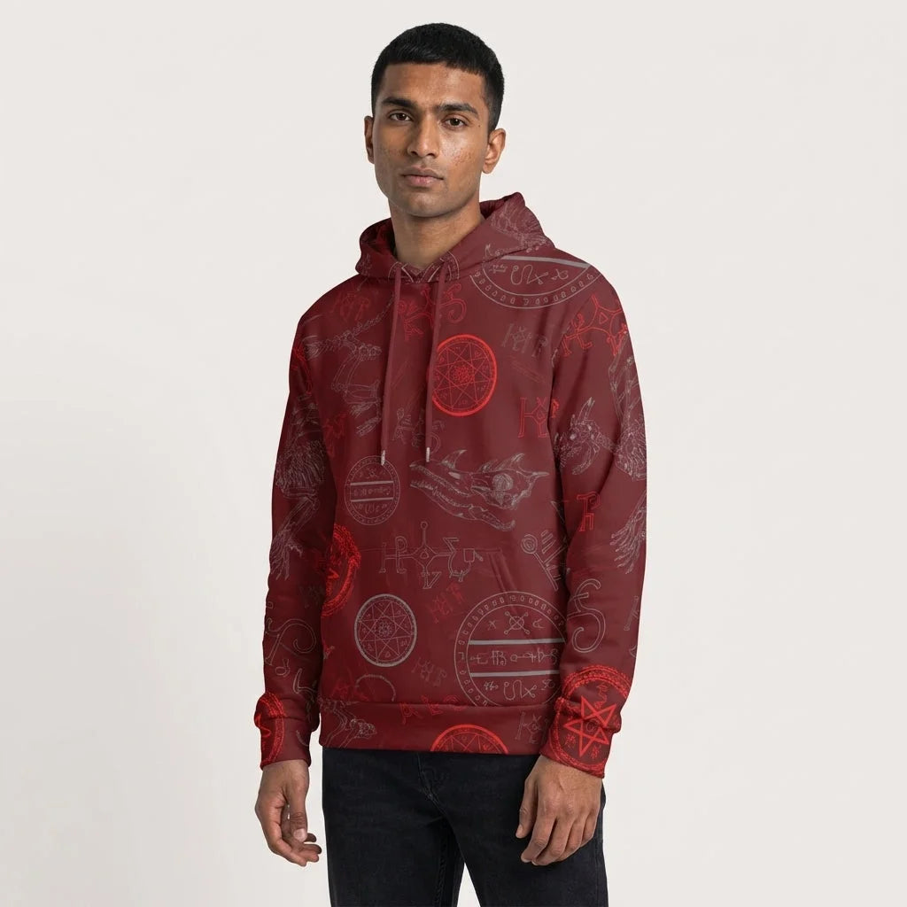 Athletic Hooded Sweatshirts With Mystic Dragon Print