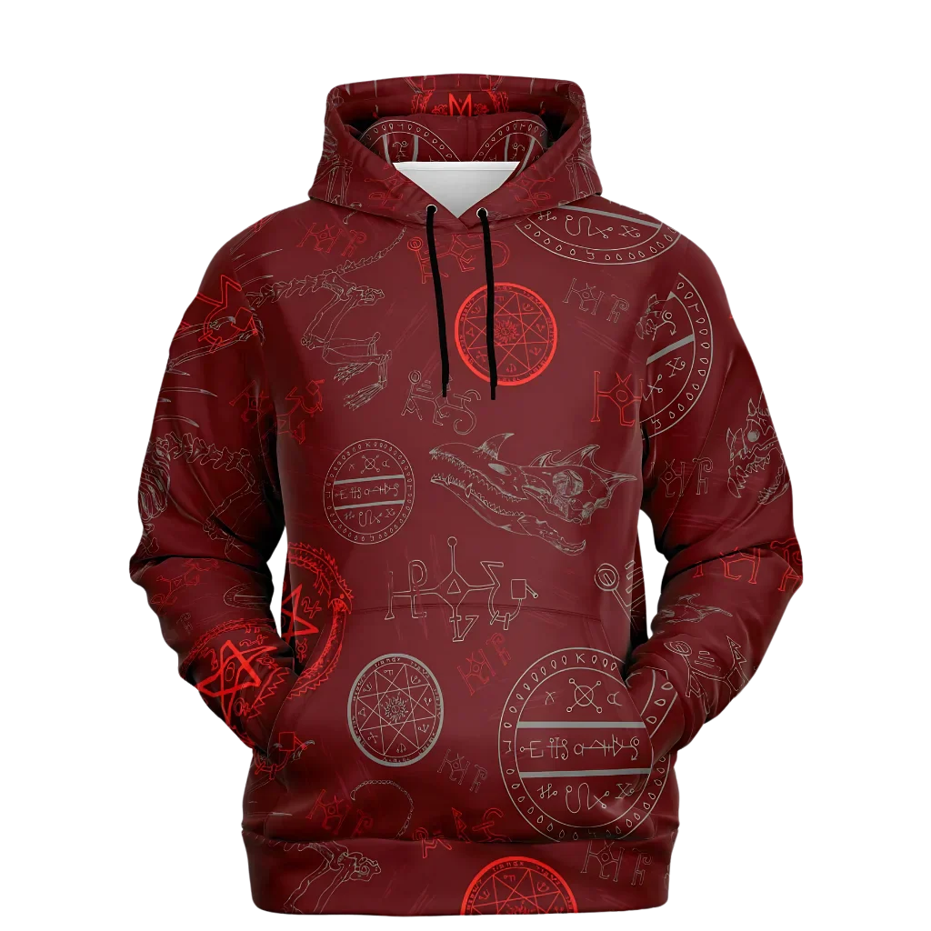 Athletic Hooded Sweatshirts With Mystic Dragon Print - XS