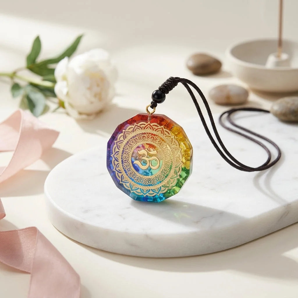 Aum Necklace With Natural Crystal Star Pendant