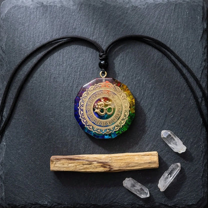 Aum Necklace With Natural Crystal Star Pendant