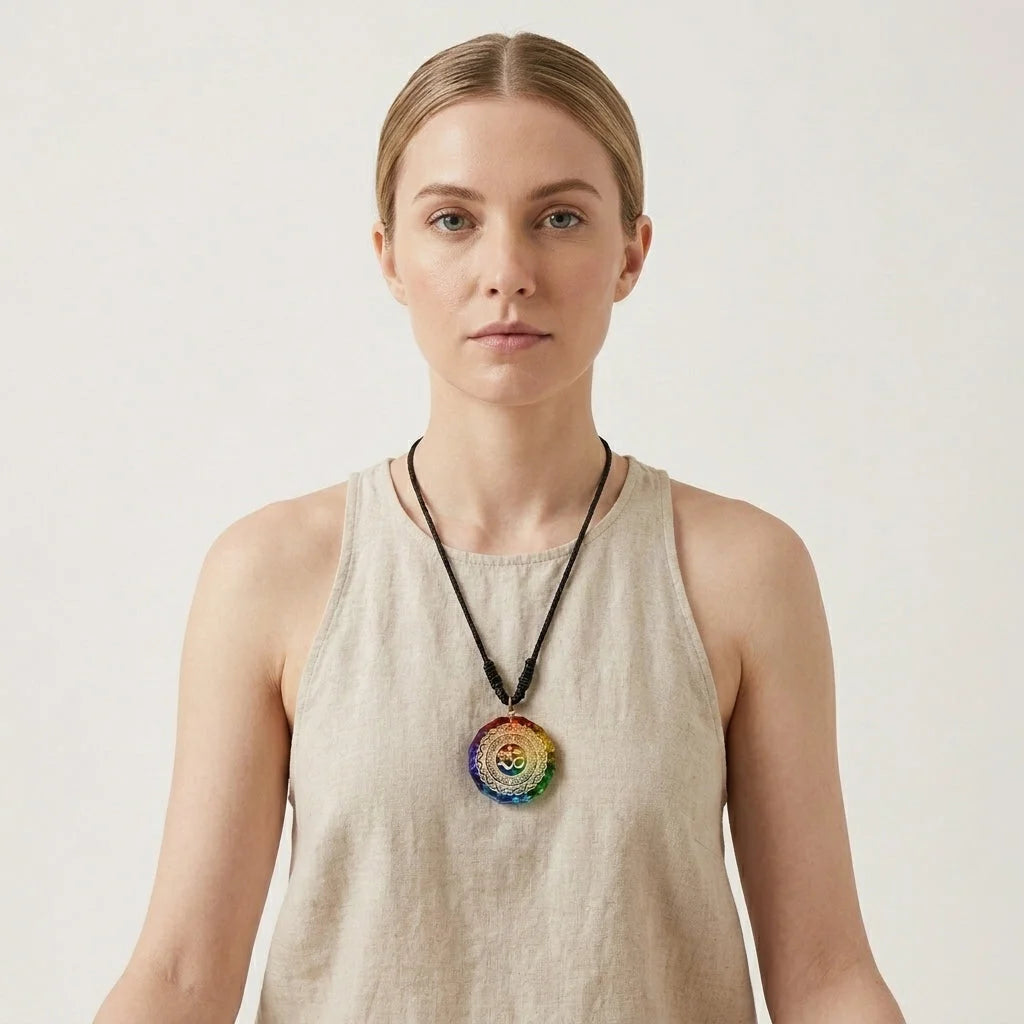 Aum Necklace With Natural Crystal Star Pendant
