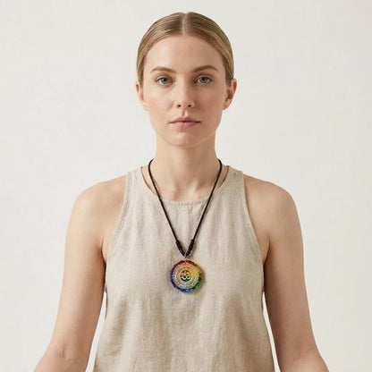 Aum Necklace With Natural Crystal Star Pendant