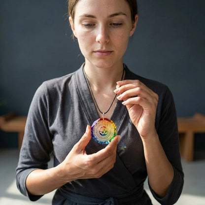 Aum Necklace With Natural Crystal Star Pendant