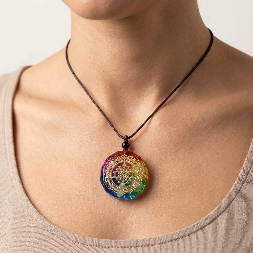 Aum Necklace With Natural Crystal Star Pendant