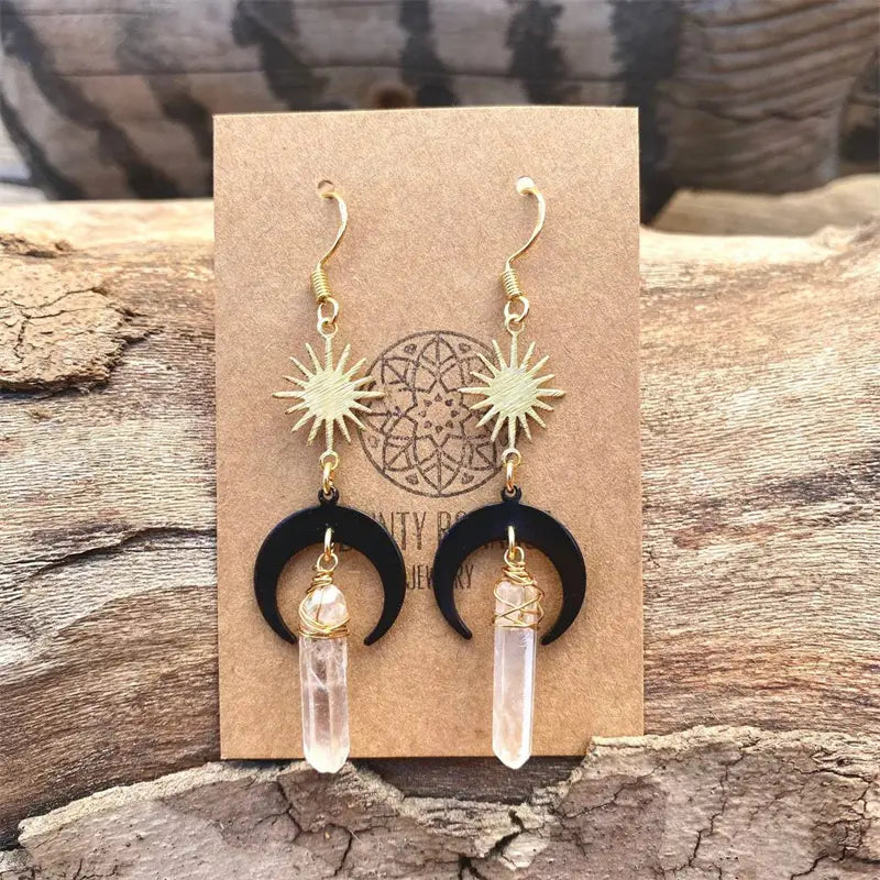 CRYSTAL QUARTZ BOHO EARRINGS FOR WOMEN WITH SPIRITUAL CHARM