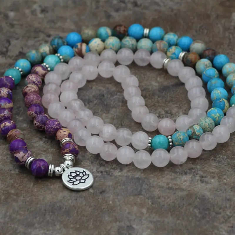 LOTUS PENDANT BEADED WRAP BRACELET FOR SPIRITUAL ENERGY