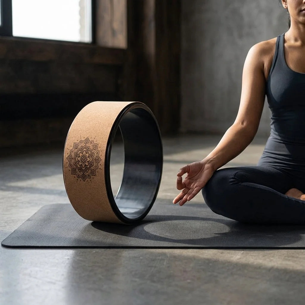 Back Pain Roller Wheel With Cork & Mandala Design