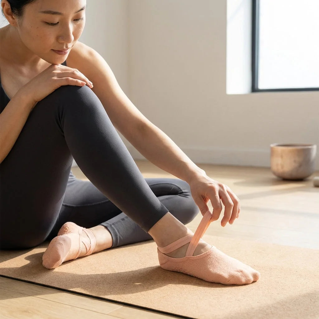 Barre Workout Socks With Non Slip Towel Cushion Base