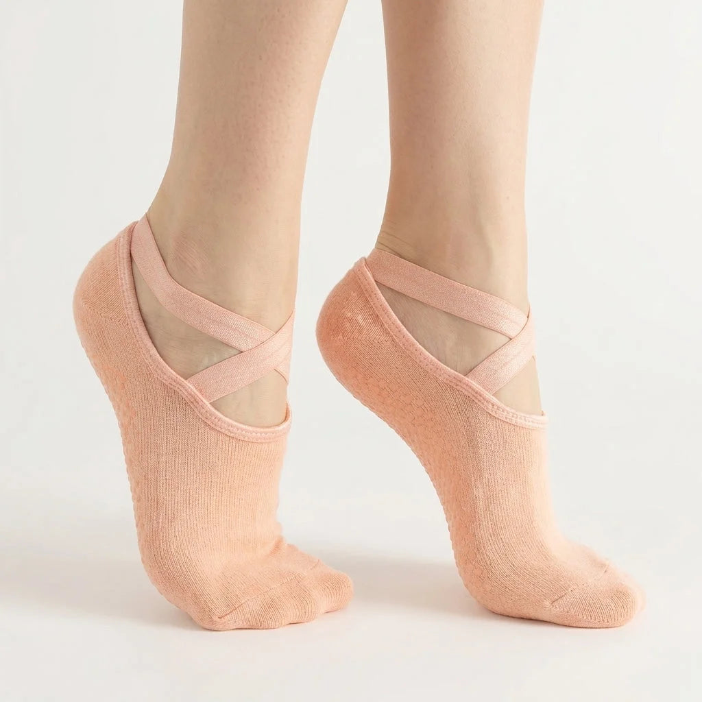 Barre Workout Socks With Non Slip Towel Cushion Base