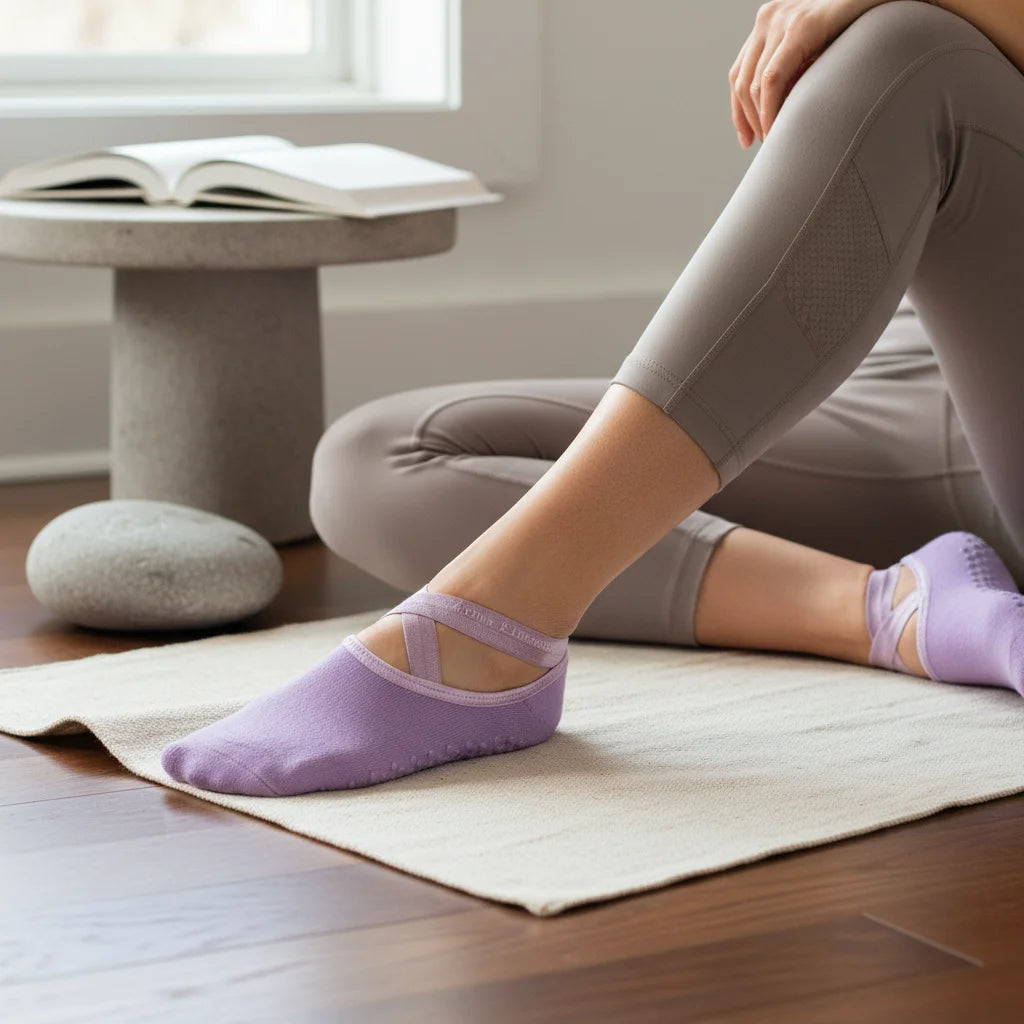 Barre Workout Socks With Non Slip Towel Cushion Base