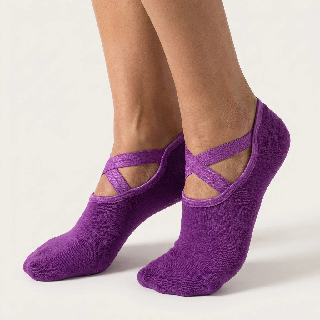 Barre Workout Socks With Non Slip Towel Cushion Base