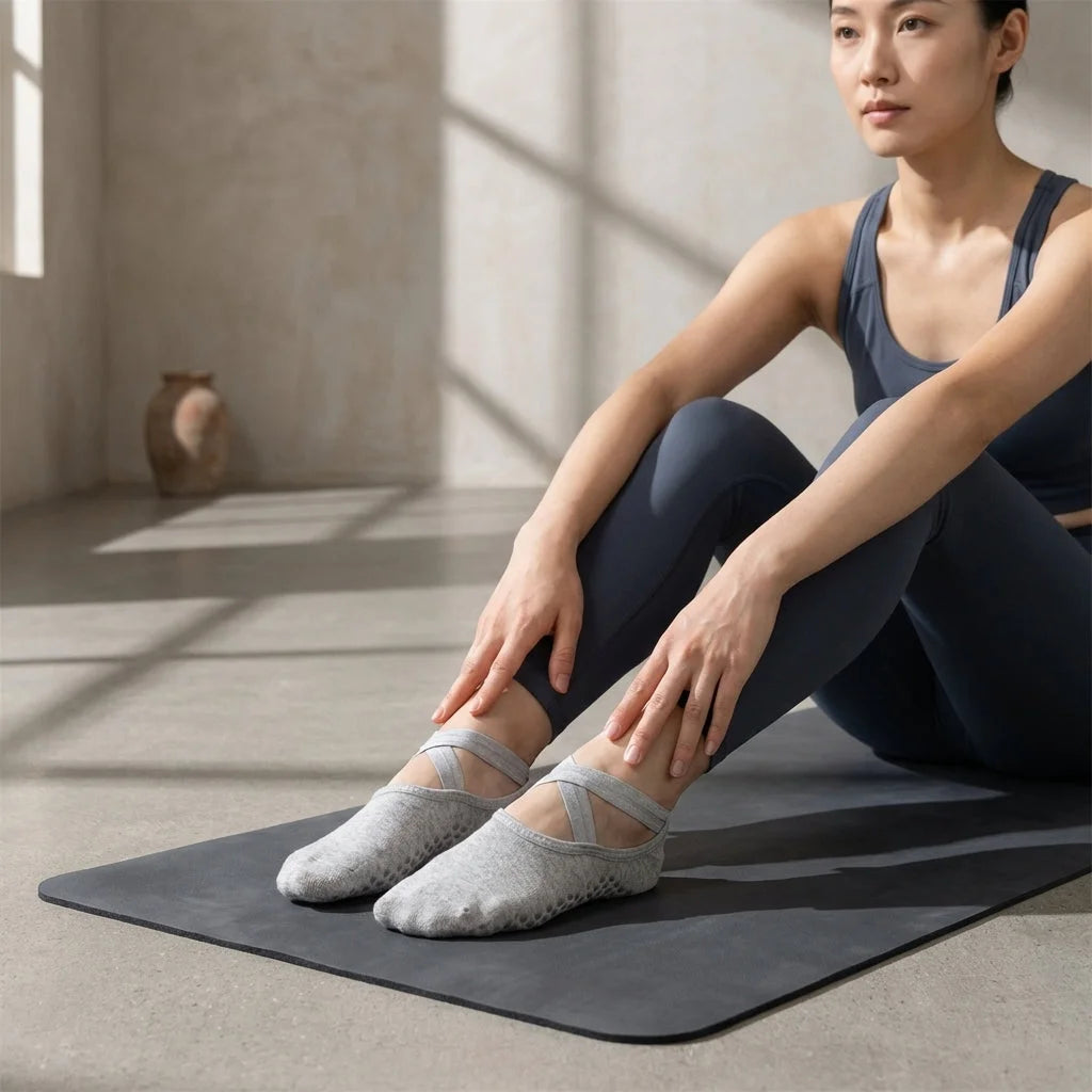 Barre Workout Socks With Non Slip Towel Cushion Base