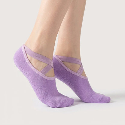 Barre Workout Socks With Non Slip Towel Cushion Base