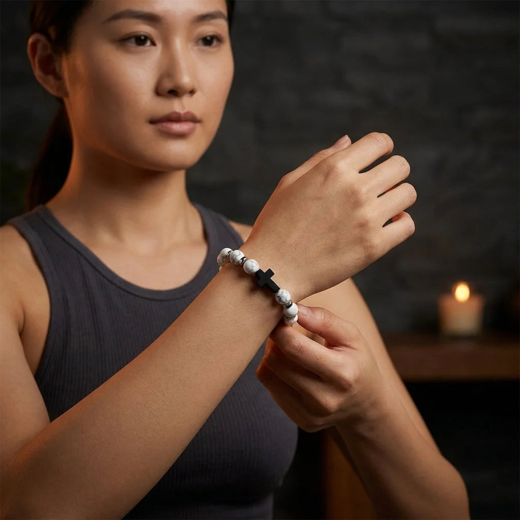 Beaded Cross Bracelet For Everyday Balance