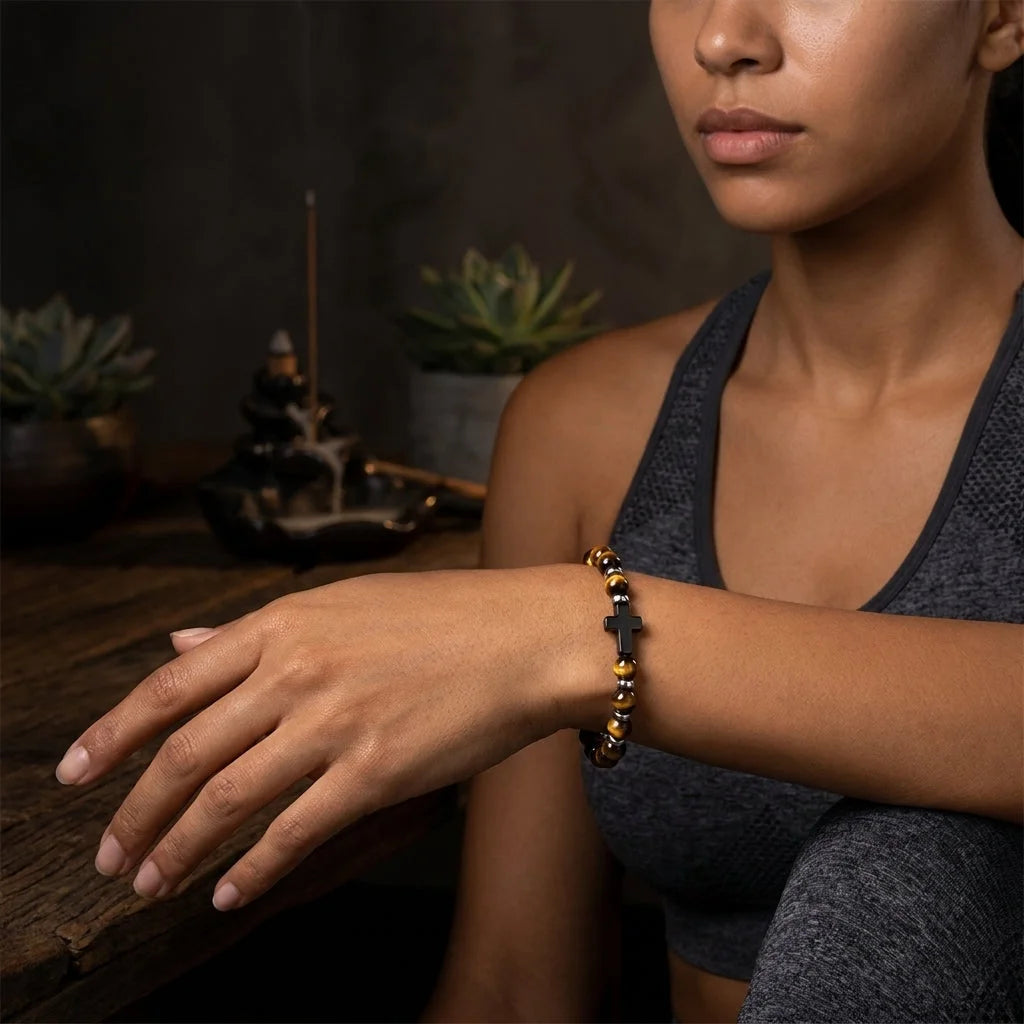Beaded Cross Bracelet For Everyday Balance