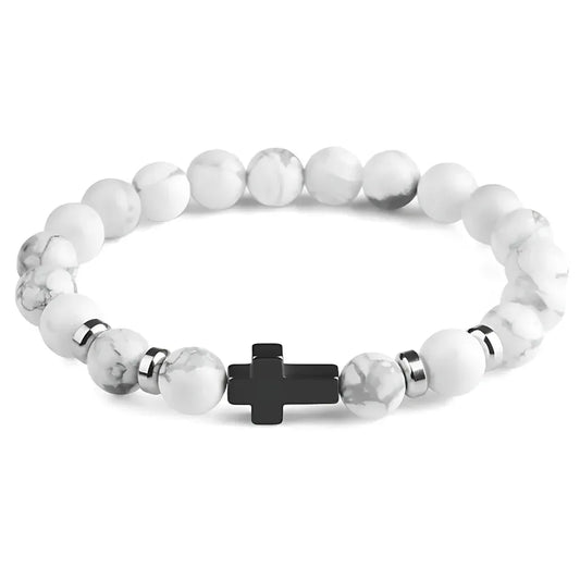 Beaded Cross Bracelet For Everyday Balance - Imported White Barked Pine