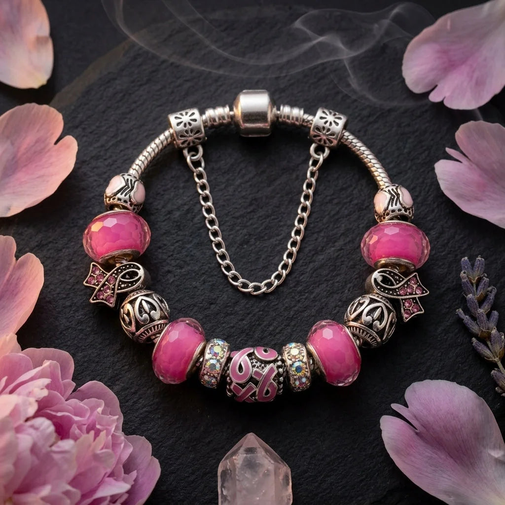 Beaded Resin Wire Wrap Bracelet With Copper Chain