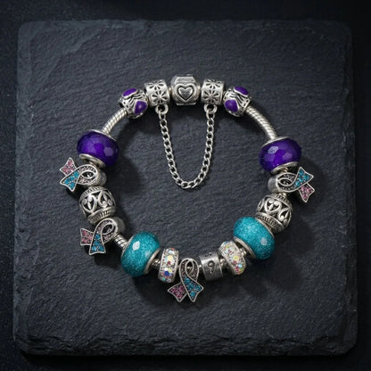 Beaded Resin Wire Wrap Bracelet With Copper Chain