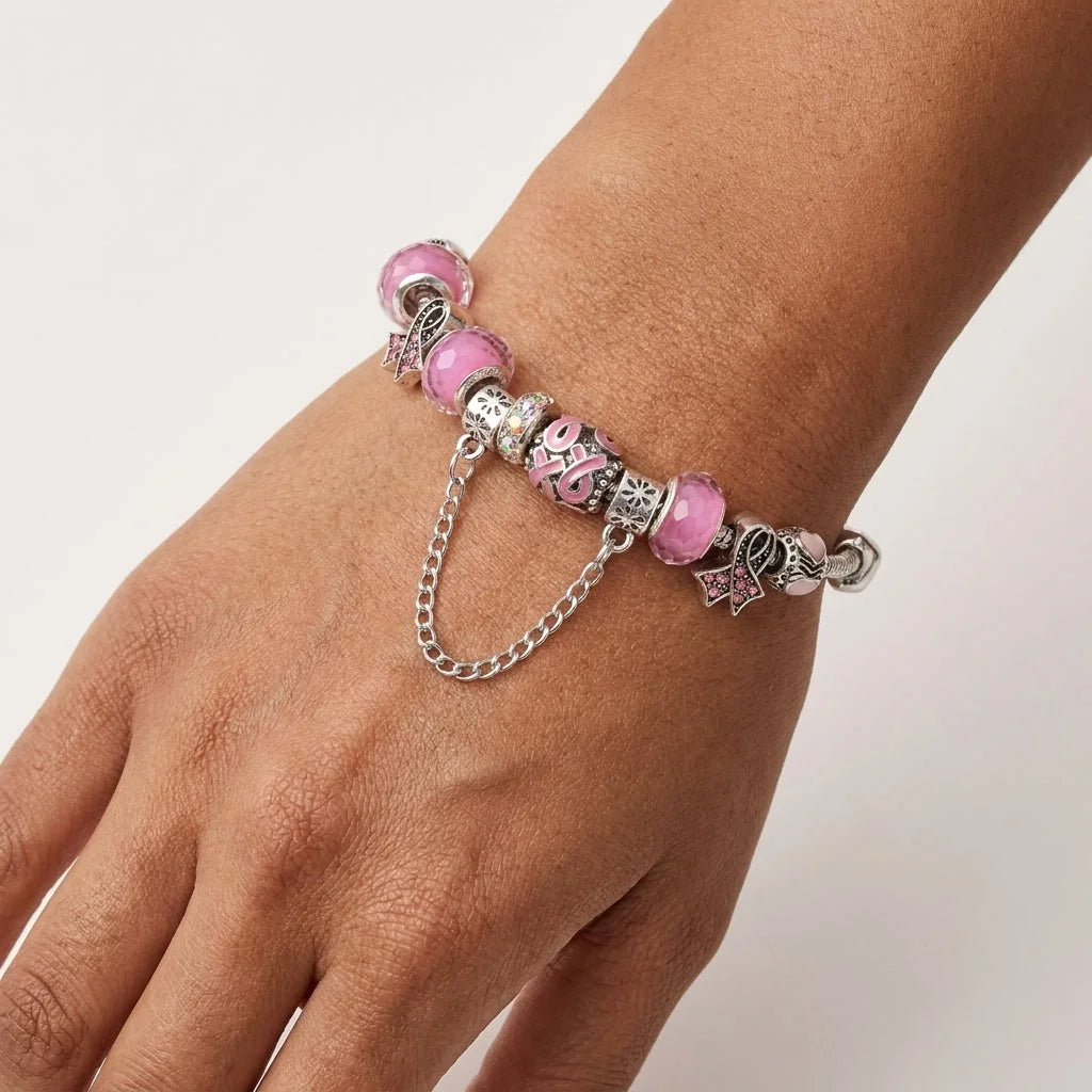 Beaded Resin Wire Wrap Bracelet With Copper Chain