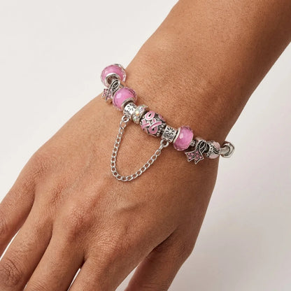 Beaded Resin Wire Wrap Bracelet With Copper Chain