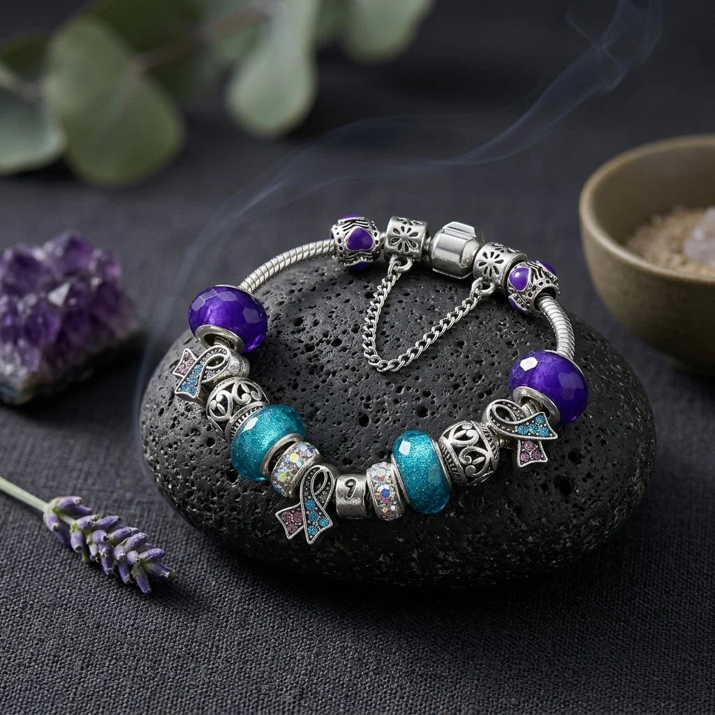 Beaded Resin Wire Wrap Bracelet With Copper Chain