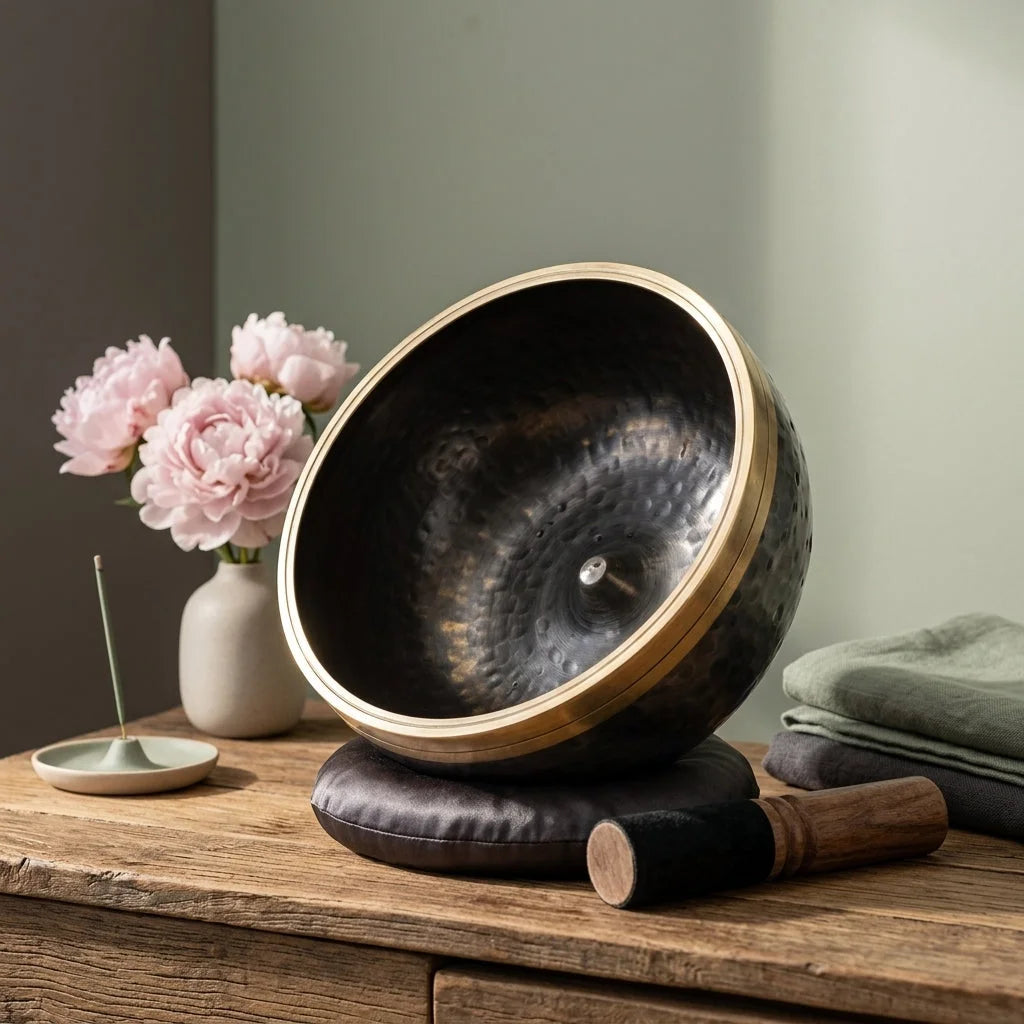 Black Gold Buddha Singing Bowl For Meditation Bliss - Black