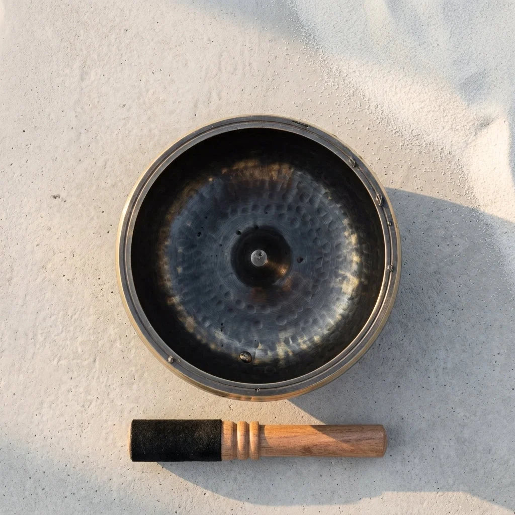 Black Gold Buddha Singing Bowl For Meditation Bliss - Black