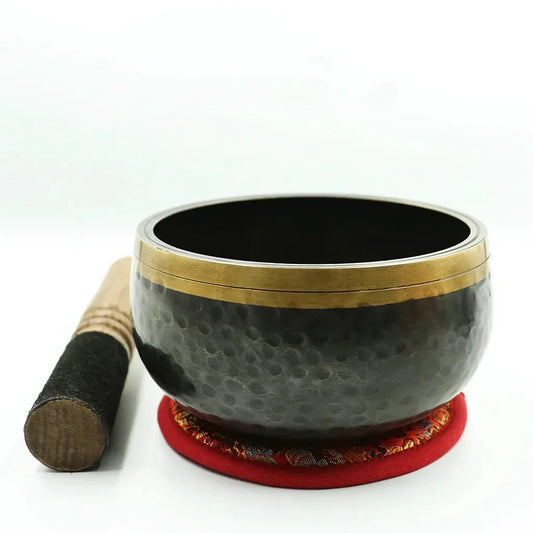 Black Gold Buddha Singing Bowl For Meditation Bliss - Black