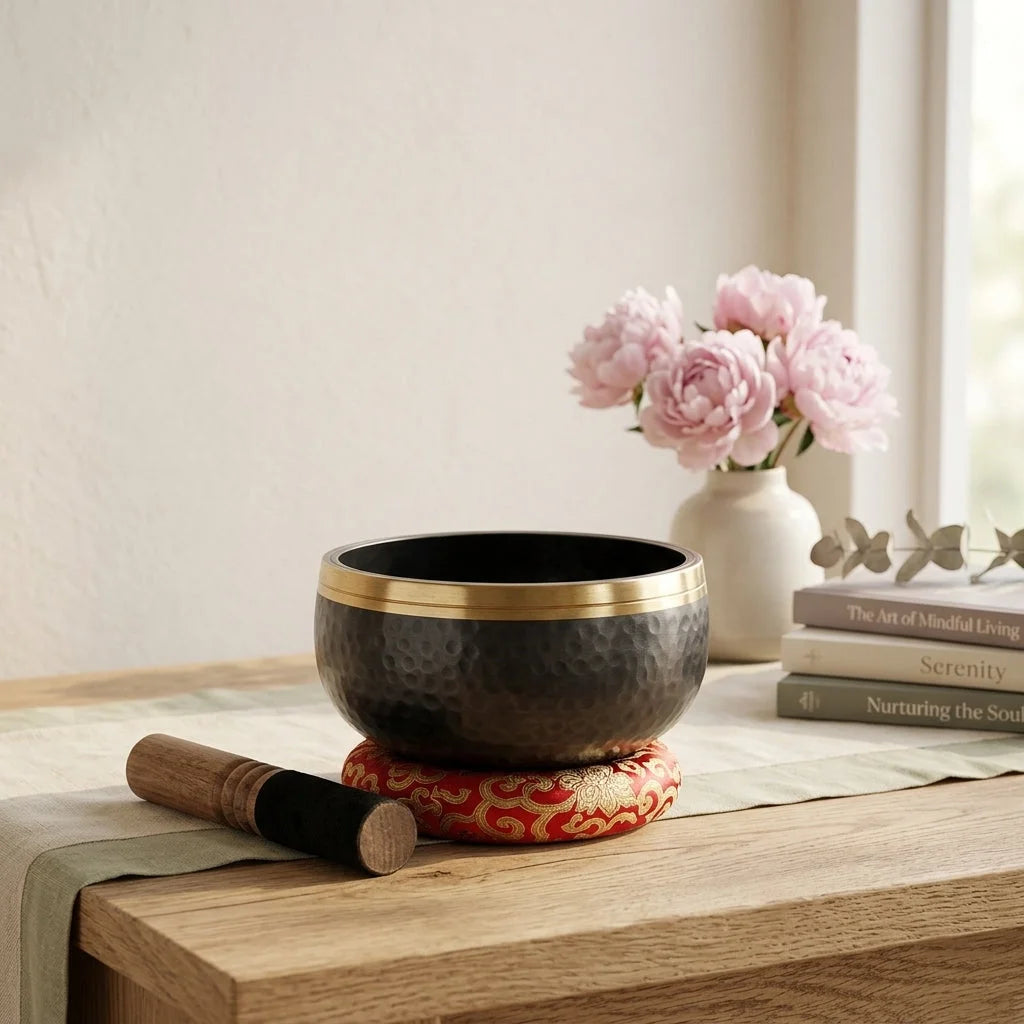 Black Gold Buddha Singing Bowl For Meditation Bliss - Black